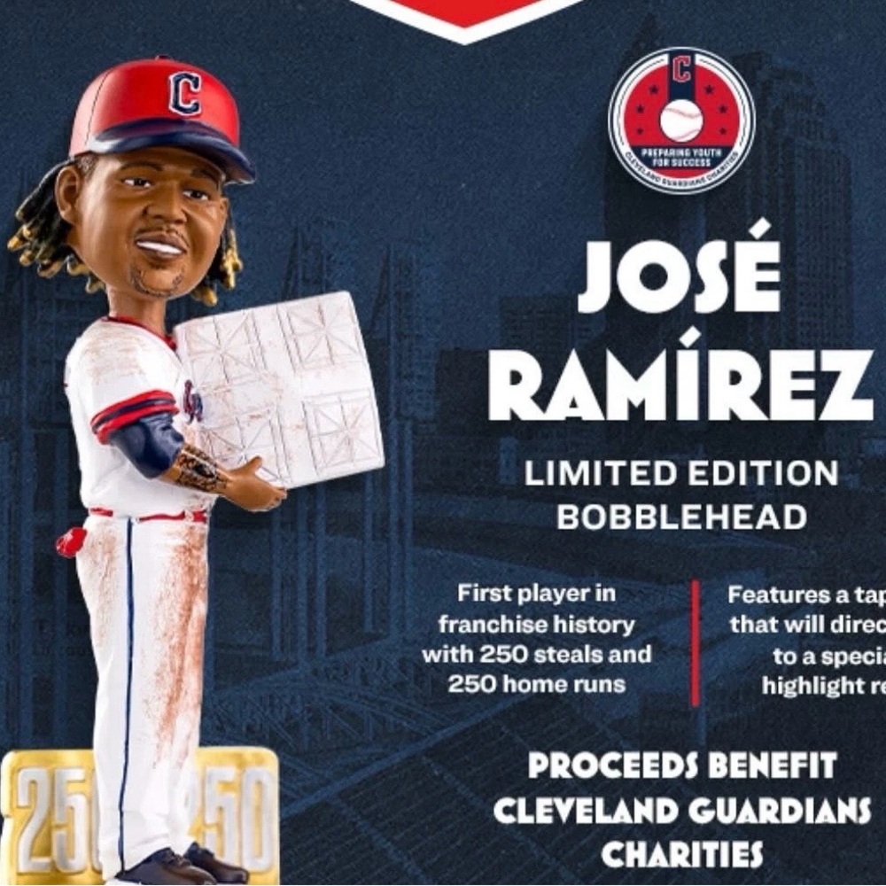 PRESALE Cleveland Guardians Jose Ramirez 250 Steals/250 HR Limited Bobblehead - Picture 4 of 4